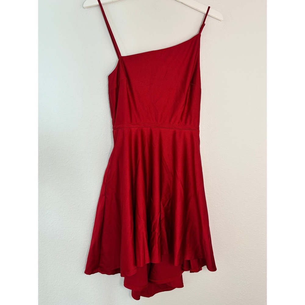 City Studio Red One Shoulder High Low Fit and Flare Dress Size 5